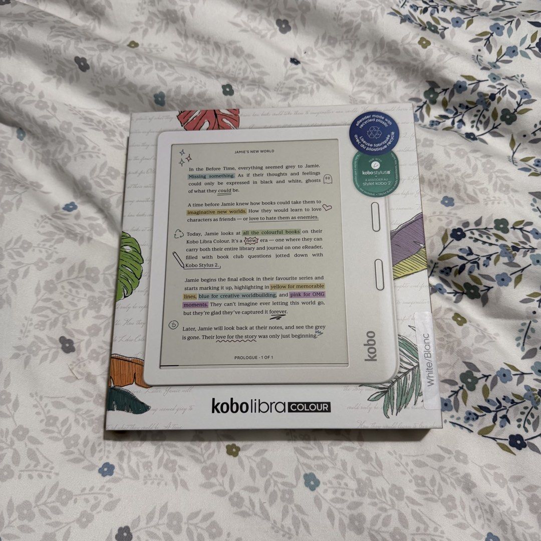 KOBO LIBRA COLOUR (Category: E-Readers) located in Paranaque City. Submitted by quelouiet (Listing ID 1466025893, Image 1). Description: bought here on carousell brand new last 2024 good as new SUPER DUPER light hairline scratch not noticeable when reading used to read about 5 books includes original charger and box will give free cases and skin rfs: dont like colored ereaders, will stick to kindle.