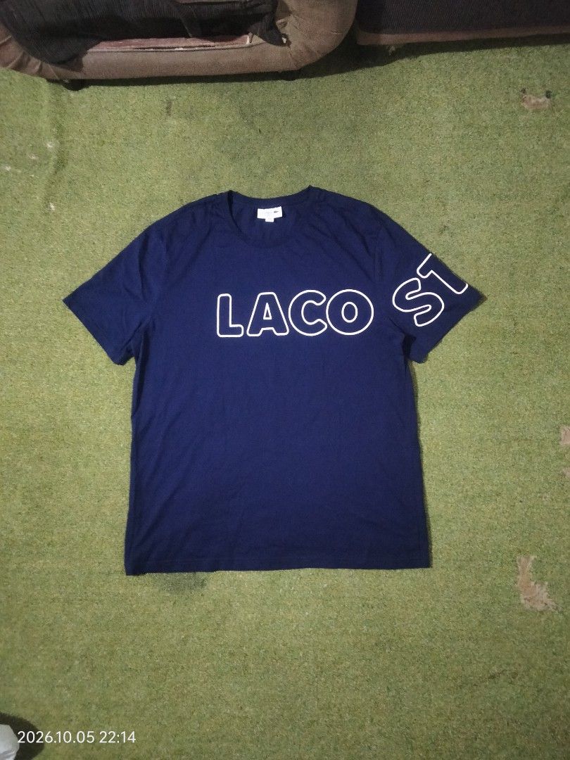 Lacoste Big Script (Category: Tshirts & Polo Shirts ) located in Caloocan City. Submitted by haruconcep52476 (Listing ID 1466107932, Image 1). Description: Dimensions W21×L29 Good condition Color rate 9.5 No issue Already wash.