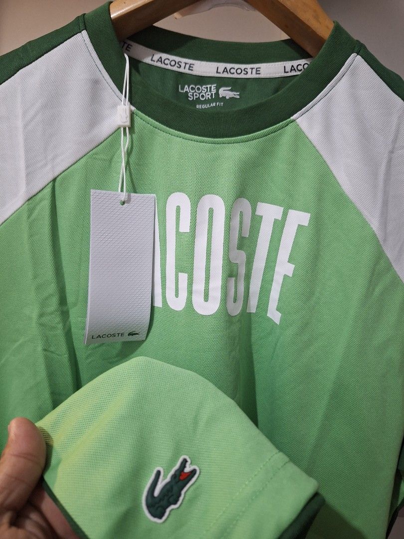 Lacoste drifit active shirt green (Category: Activewear) located in Muntinlupa City. Submitted by kstefanomela14 (Listing ID 1466060630, Image 2). Description: lacoste drifit shirt unisex green xs - 18x26 small - 19x26.5 medium - 20x27 large - 21x28 xl - 22x29 cod cop lbc lalamove j&t.