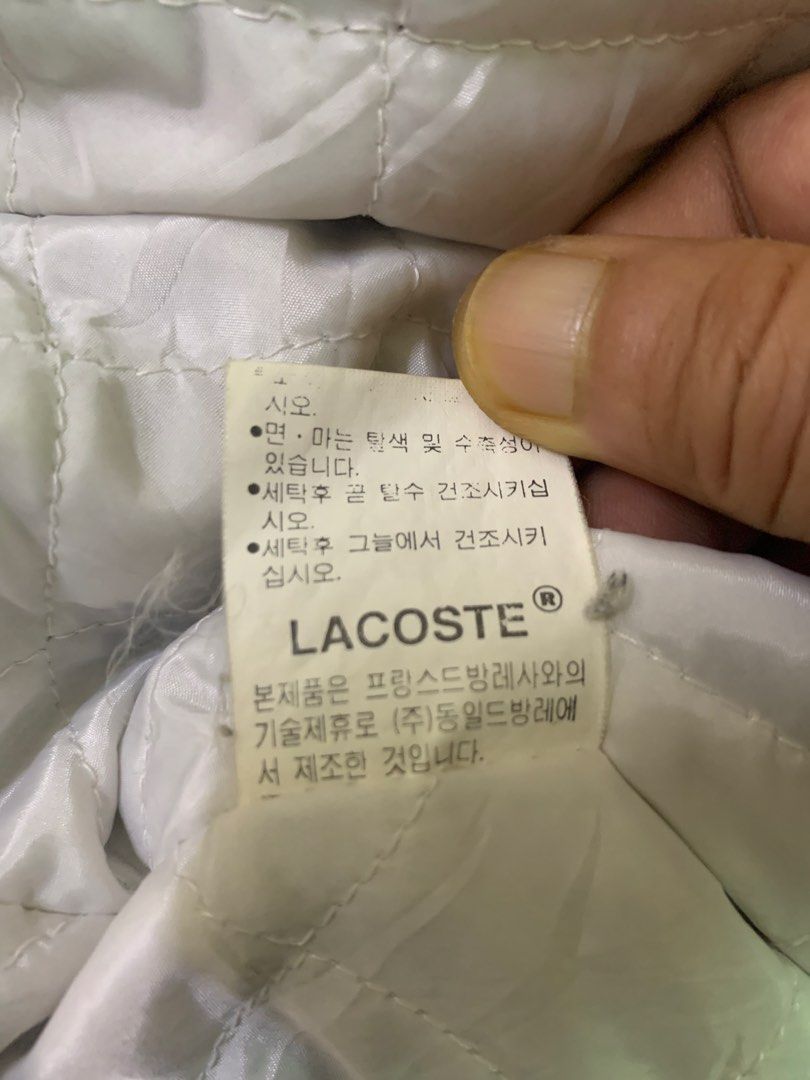 Lacoste jacket (Category: Coats, Jackets and Outerwear) located in Seri Manjung. Submitted by azman262 (Listing ID 1466002721, Image 3). Description: Masih dalam keadaan baik Pit 20 Labuh 25.