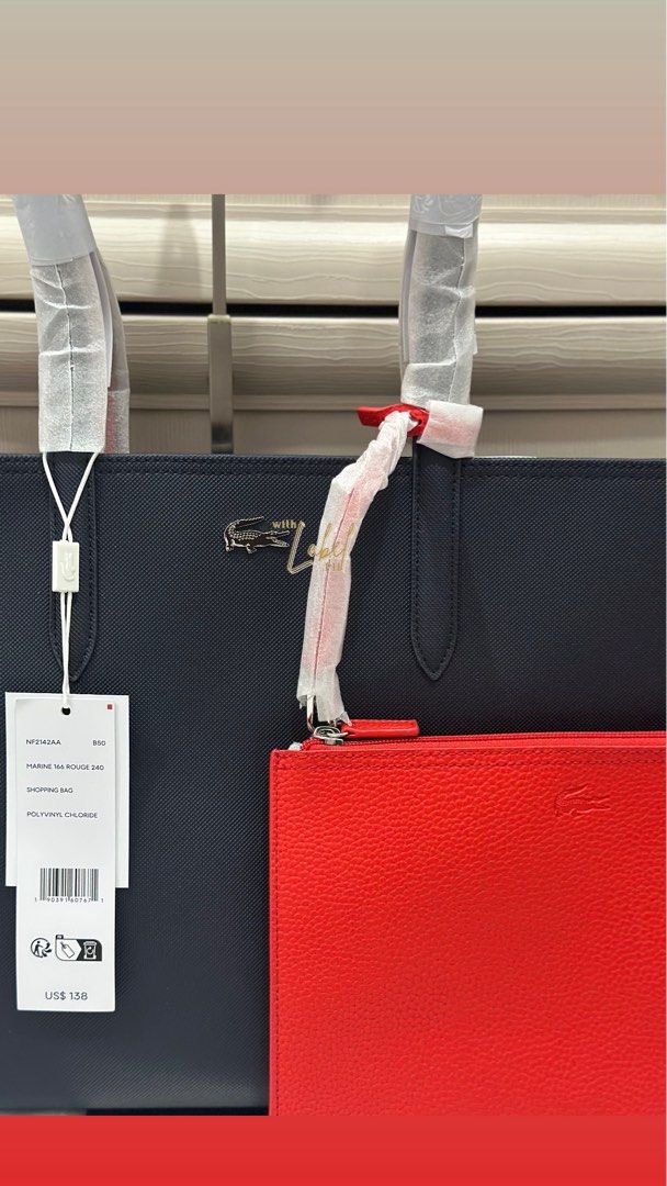 Lacoste Large Reversible Tote Bag with Pouch (Category: Tote Bags) located in Manila. Submitted by deiclacio_ (Listing ID 1466131127, Image 2). Description: .