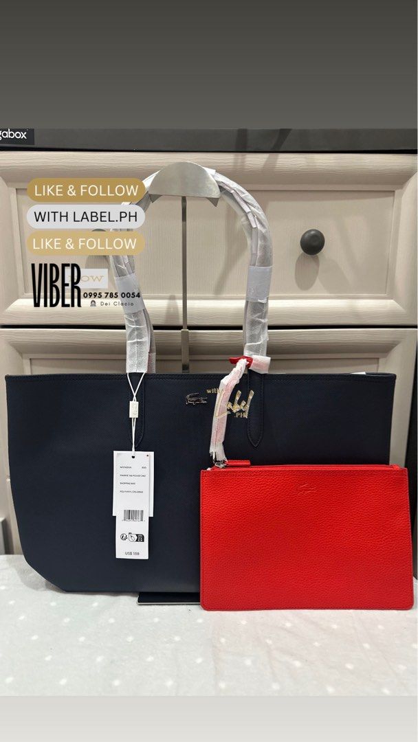 Lacoste Large Reversible Tote Bag with Pouch (Category: Tote Bags) located in Manila. Submitted by deiclacio_ (Listing ID 1466131127, Image 1). Description: .