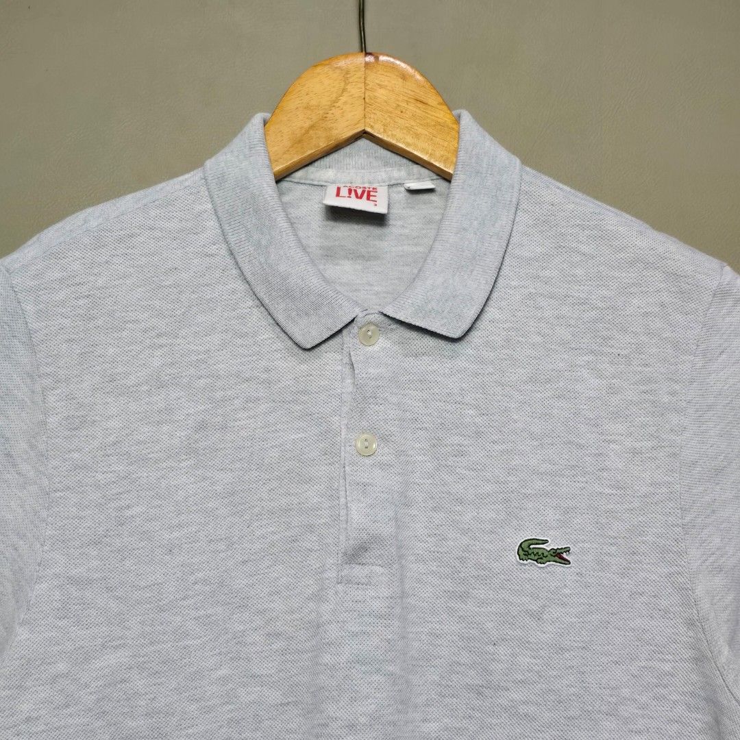 LACOSTE LIVE LIGHT GREY POLO SHIRT (Category: Tshirts & Polo Shirts ) located in Quezon City. Submitted by somewearinmnl (Listing ID 1466061056, Image 2). Description: LACOSTE LIVE LIGHT GREY POLO SHIRT - Size: 3 / SMALL - Dimension: 18.5 W" x 27 to 28 L" - Excellent Condition - Color rate: 9.8/10 - No Issues - Color may vary due to lighting 📸.