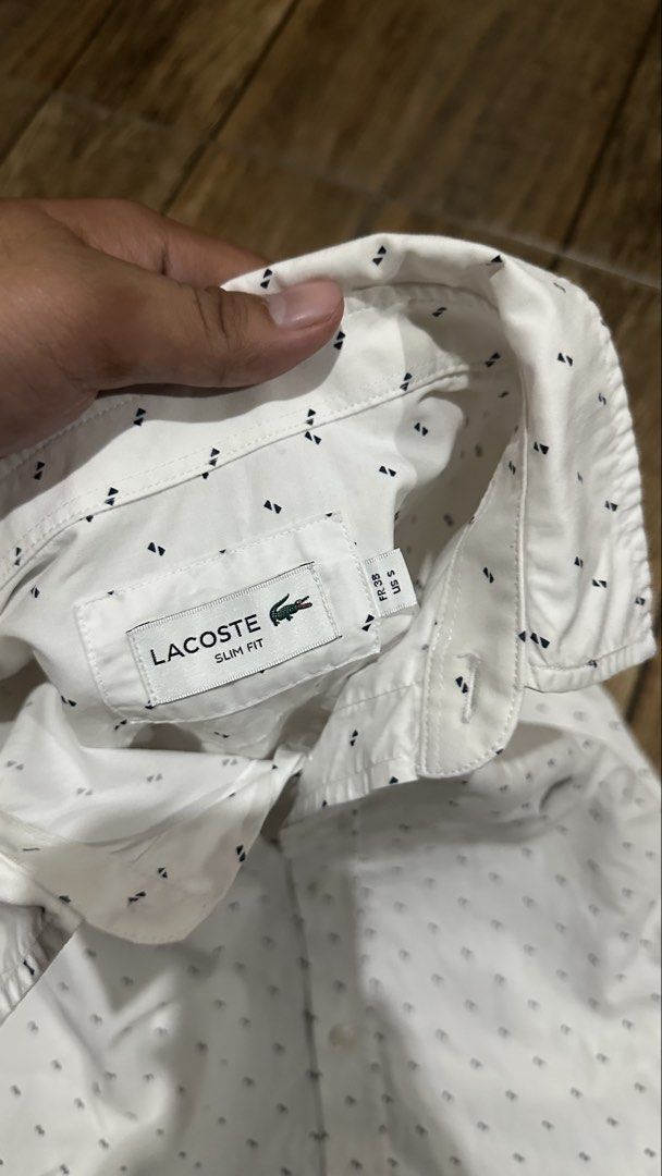 LACOSTE POLKA DOTS (Category: Formal Shirts) located in Manila. Submitted by urban-vintage_2 (Listing ID 1466119167, Image 3). Description: ISSUE: NONE (NEED WASH) MOP :GCASH (NO COD) SHIP VIA: LALAMOVE & J&T LOCATION: PASIG CITY LENGTH: 27 WIDTH : 20.