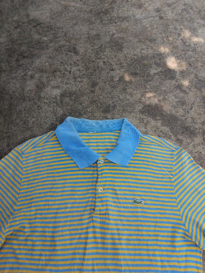 Lacoste poloshirt (Category: Tshirts & Polo Shirts ) located in Naga. Submitted by choythrift (Listing ID 1466131949, Image 2). Description: Lacoste poloshirt Turquoise and yellow stripes Condition: 9/10 Color rate: 9/10 Plus shipping fee Courier: J and t, flash express Drop off: Urban Chicc Location: Naga City, Bicol📍 📩.