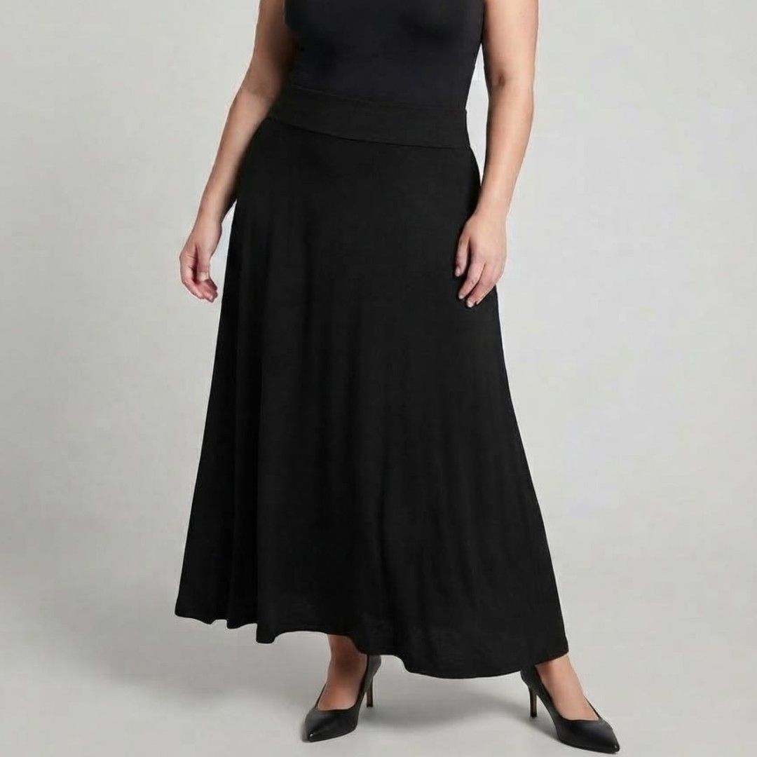 Lane Bryant Maxi Skirt flowy big plus size (Category: Skirts) located in Quezon City. Submitted by rosepam (Listing ID 1465986213, Image 1). Description: Lane Bryant Black Maxi Skirt Soft, flowy Size on tag: 18/20 Elastic waist 38-56 FIX PRICE Measurements posted for reference.