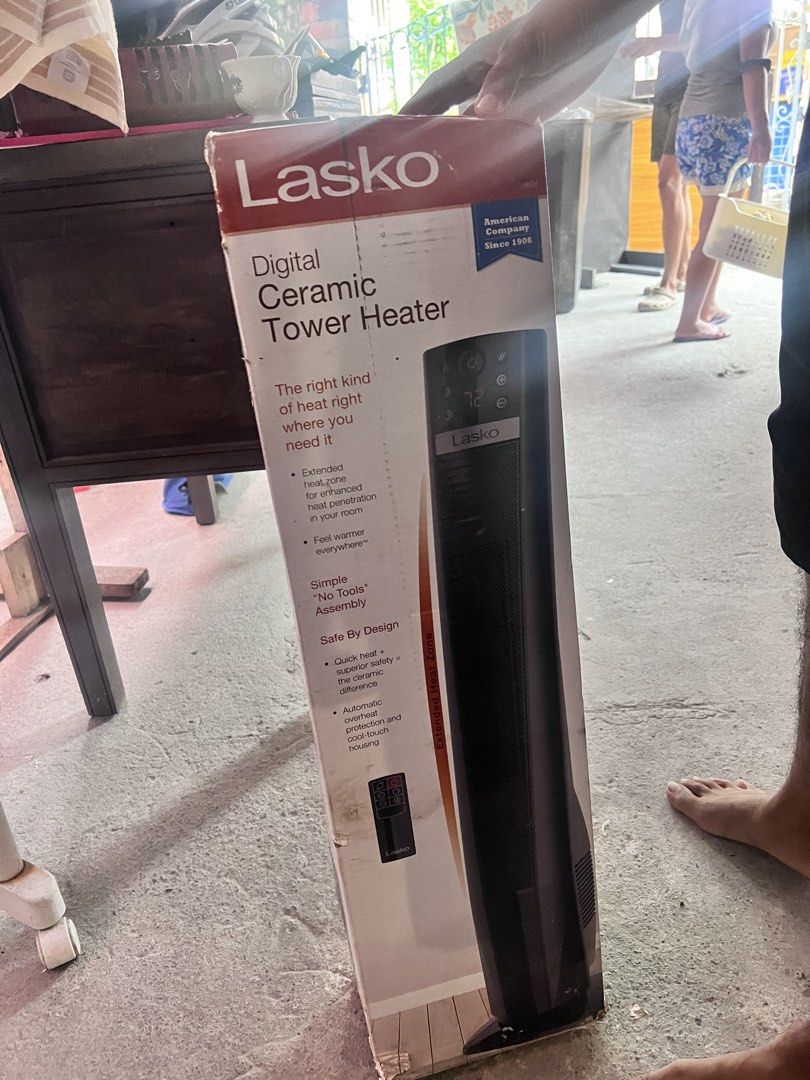 Lasko Digital Ceramic Tower Heater with Remote (Category: Air Conditioning and Heating) located in Manila. Submitted by cleverstone_21f597 (Listing ID 1466023437, Image 2). Description: - Brand new, still sealed inside the original box - Extended heat zone design for fast and even room warming - Convenient remote control included - Clear digital controls with built-in temperature display - Safe to use with automatic overheat protection and cool-t