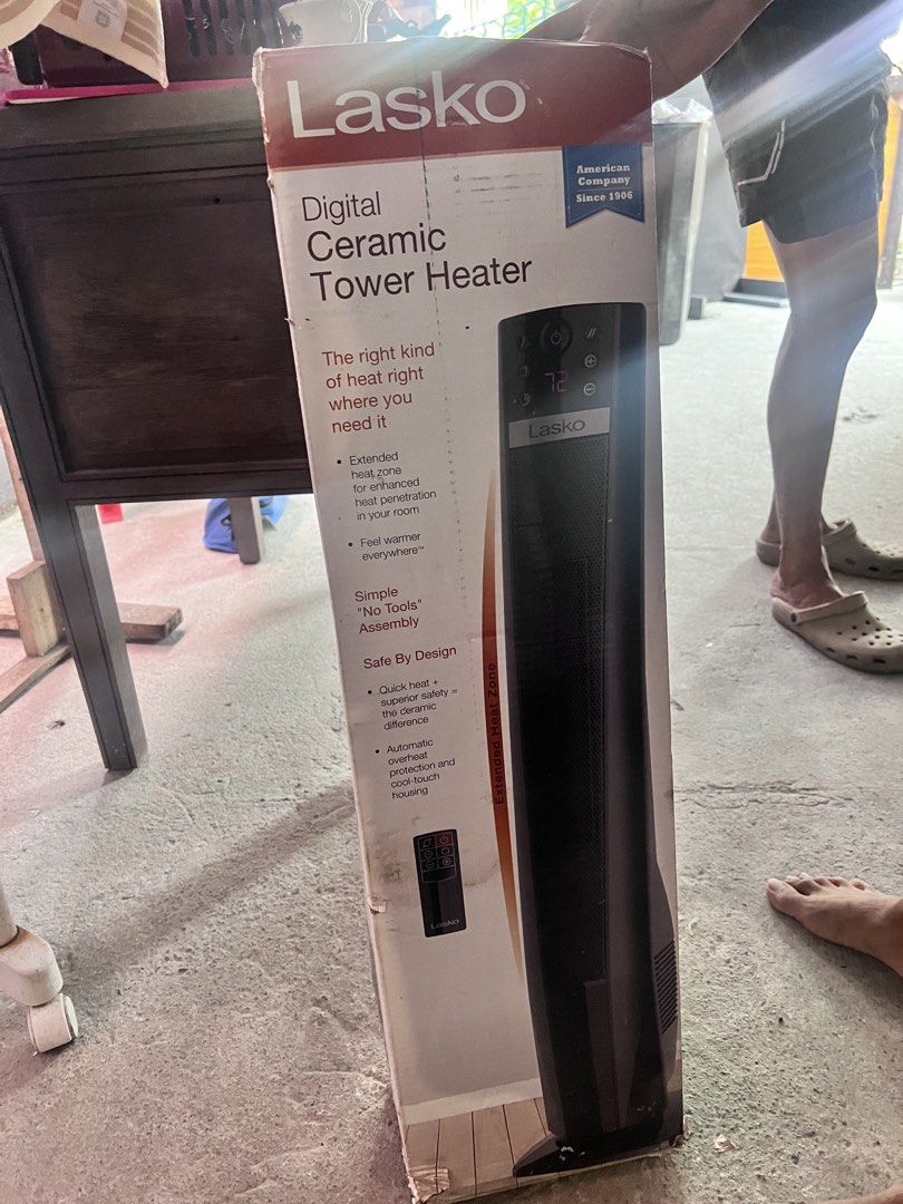 Lasko Digital Ceramic Tower Heater with Remote (Category: Air Conditioning and Heating) located in Manila. Submitted by cleverstone_21f597 (Listing ID 1466023437, Image 1). Description: - Brand new, still sealed inside the original box - Extended heat zone design for fast and even room warming - Convenient remote control included - Clear digital controls with built-in temperature display - Safe to use with automatic overheat protection and cool-t