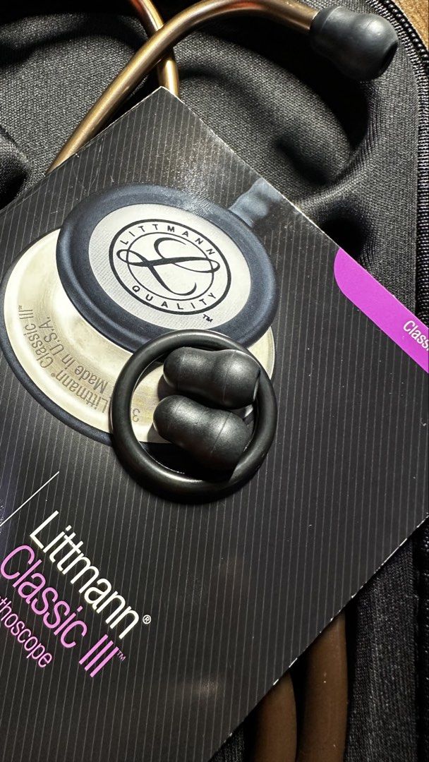 Littman Classic III (Category: Medical Supplies & Tools) located in Makati City. Submitted by zealearth_cf092d (Listing ID 1466020272, Image 3). Description: rfs: declutter - chocolate copper without name engraving - used during my my 4th year clinical duty and never used after - slight dent on the tubing barely visible - comes with: manual, original spare parts, without box - free stethoscope case - negotiable for sure buyers - location: qc .