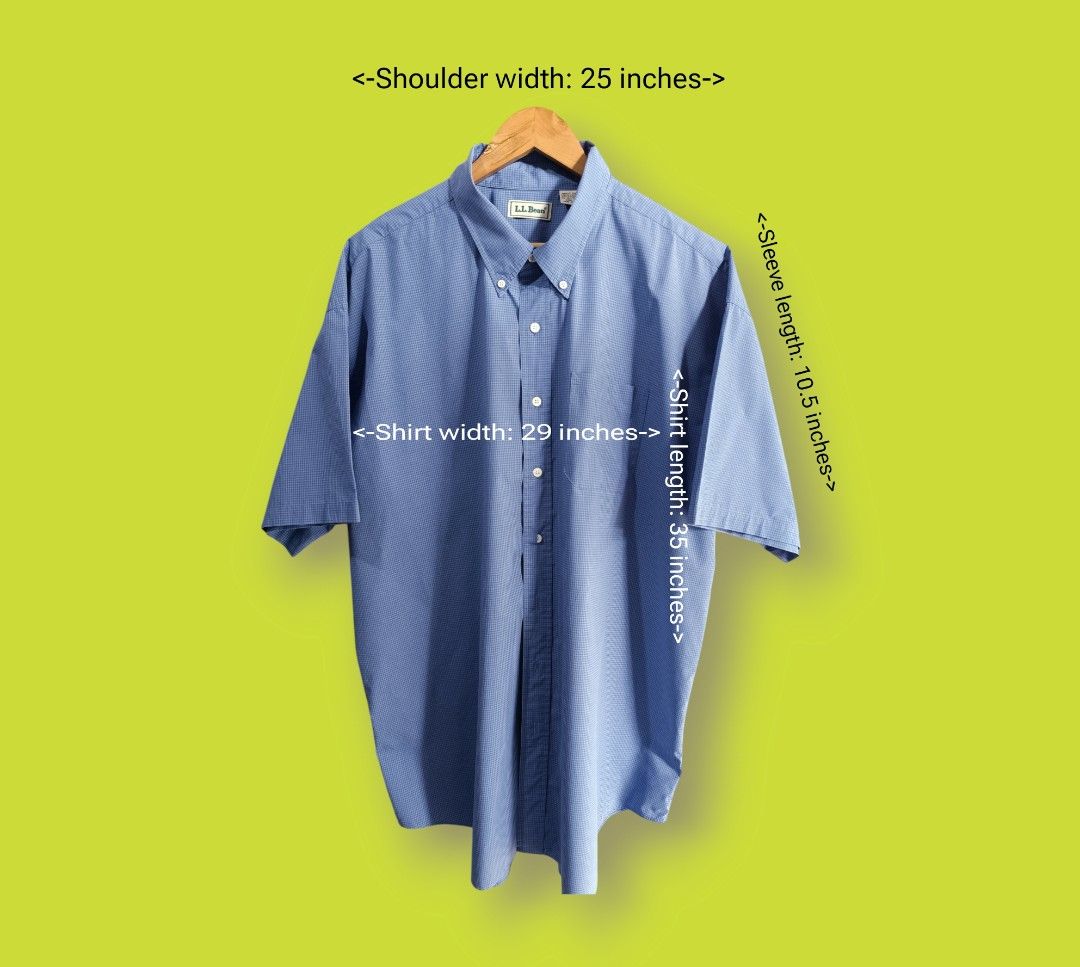 L.L. Bean Mens Blue Gingham Pattern Buttoned Short Sleeve (Category: Formal Shirts) located in Bacoor. Submitted by nineties_kid (Listing ID 1466087730, Image 1). Description: >====> L.L. Bean Mens Blue Gingham Pattern Buttoned Short Sleeve Size: XXL Shoulder width: 25 inches Sleeve length: 10.5 inches Shirt width: 29 inches Shirt length: 35 inches ________ ▶LBC Cash on Pick-up (C.O.P) Offer nation-wide delivery, as long as there is an LBC branch