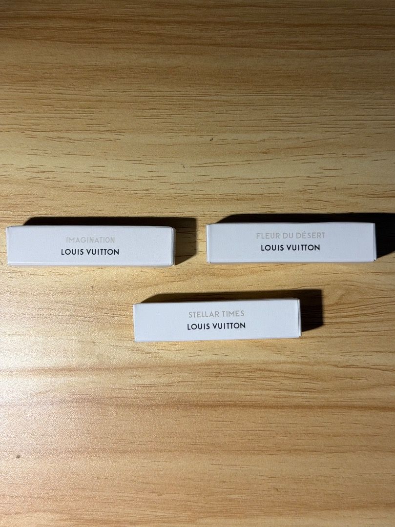 Louis Vuitton Perfume Samples 2ml ON HAND (Category: Fragrance & Deodorants) located in Quezon City. Submitted by jaypeemorales (Listing ID 1466047322, Image 2). Description: Original Louis Vuitton Perfume Sample 2ml Php2k each (negotiable) On hand: - Imagination - Stellar Times - Fleur Du Desert .