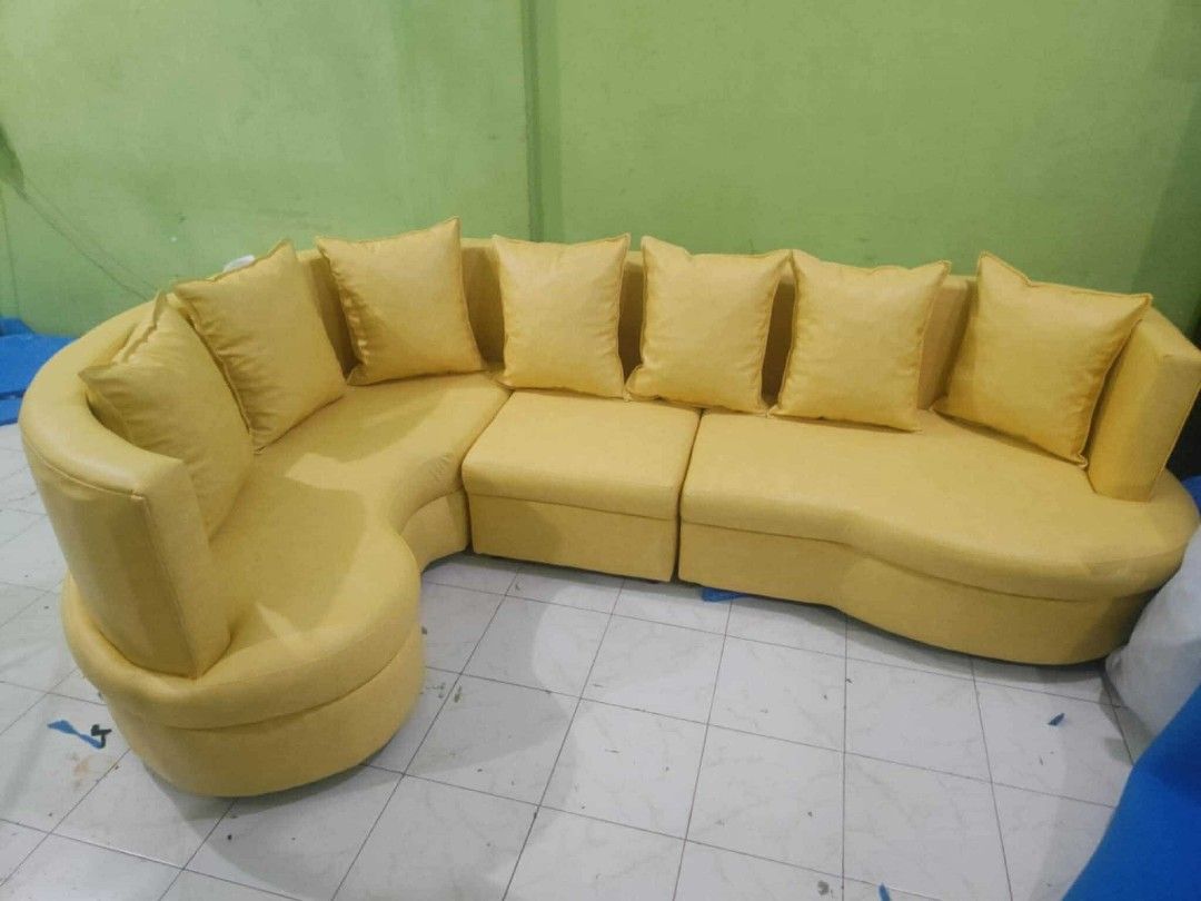L-shaped Modular Sofa Couch (Category: Sofas) located in Manila. Submitted by meghanlim232077 (Listing ID 1466102315, Image 1). Description: Custom Modular L-shaped Couch • 8ft long | L section is 5ft long • made with uratex foam and suede leather • minor imperfections • bought 2024 RFS: upgrading to bigger sofa.
