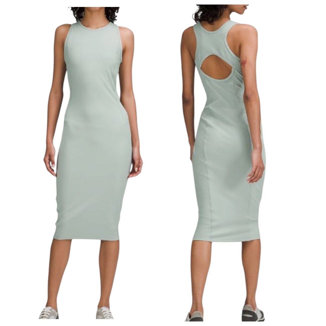 Lululemon Brunch and back dress (Category: Dresses) located in Cavite. Submitted by finders_haven (Listing ID 1465985937, Image 1). Description: LENGTH: 42” Actual color on when worn pic. On website “silver blue” but more on the side of green. EUC, padded.