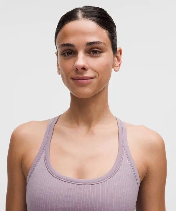 Lululemon EBB to Street Cami top (Category: Activewear) located in Makati City. Submitted by khzkg (Listing ID 1466051125, Image 3). Description: Size 8 in color Lotus Lavender (3rd picture for color reference) with padding Good condition 📍Pick-up location: Rockwell, Makati.