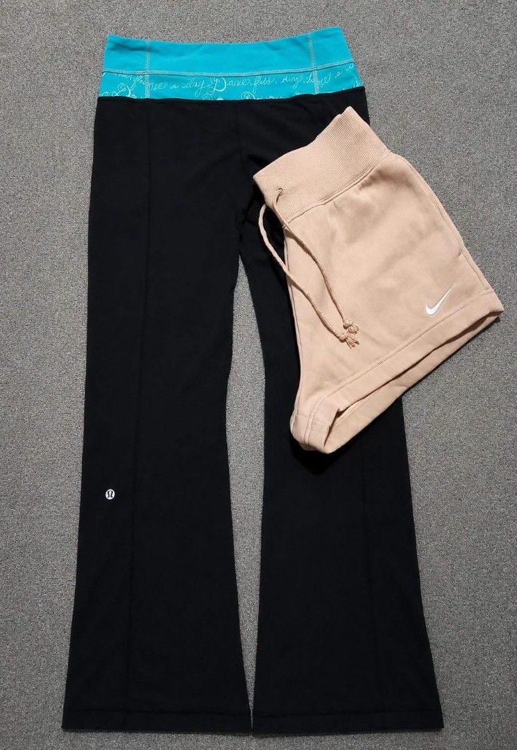 Lululemon Flare Pants and Nike Shorts Bundle (Category: Activewear) located in Bacolod City. Submitted by finders.drip6100 (Listing ID 1466084677, Image 1). Description: 📍Lululemon Flare Groove Womans Black Yoga Pants Dot 4 ( Reversible) ₱580 📍Nike Women's Sportswear Phoenix High Rise Shorts Size XS ₱380.