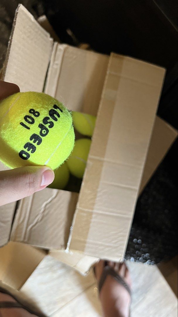 Luspeed 801 Tennis Training Balls - 10pcs (Category: Racket and Ball Sports) located in Pasig City. Submitted by bulittt (Listing ID 1466009321, Image 2). Description: - 10pcs - Brand/Model: Luspeed 801 tennis balls - Color: Bright yellow with black stamp markings - Texture: Standard felt on every ball - Ideal for: Practice sessions, drills, and weekend matches - Condition: Brand new and ready to play just opened to check Rfs: Wrong order, I have