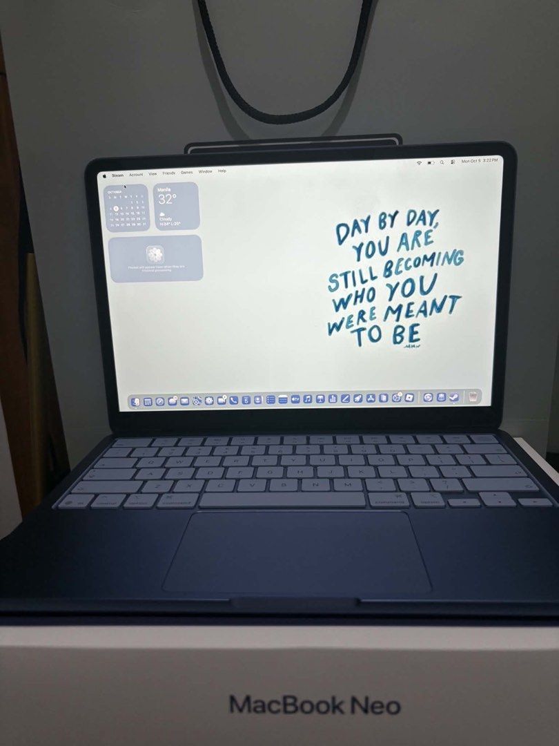 MACBOOK NEO (Category: Laptops & Notebooks) located in Manila. Submitted by arpafochez21615 (Listing ID 1466029593, Image 2). Description: 13-inch Macbook Neo: Apple A18 Pro chip with 6 core CPU and 5 core GPU, 8GB, 512GB SSD, Touch ID - Indigo ‼️ - Includes charger and box - bought last sept 6,2026 - under warranty till sept 2027 - no issues - used twice RFS: hindi na need Selling for 55k (may bawas po if surebuyer)✅ Meetup around cavite, muntin