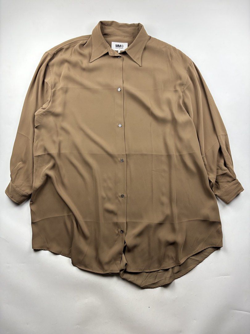 Maison Margiela MM6 Oversized Shirt (Category: Longsleeves) located in Makati City. Submitted by ragrepository (Listing ID 1465980589, Image 1). Description: Maison Margiela MM6 Oversized Shirt Tagged as Medium Length- 38” Pit to pit- 28” Sleeves- 22” Shoulder-23” Condition- 9/10 Flaw- Minor fabric runs .