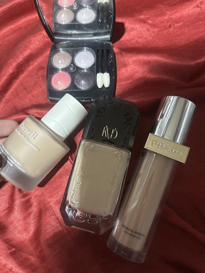 Makeup Bundle Parnell KVD Prada Chanel Palette (Category: Makeup) located in Quezon City. Submitted by vespera13 (Listing ID 1466032738, Image 1). Description: - Authentic makeup bundle featuring a mix of luxury and K-beauty items - Parnell Cica Sin Fit Foundation (Shade 2) - full/near-full - KVD Good Apple Full-Coverage Serum Foundation (Light) - full/near-full - Prada Reveal Foundation - full/near-full - Chanel Eyeshadow Quad Palette (includes 