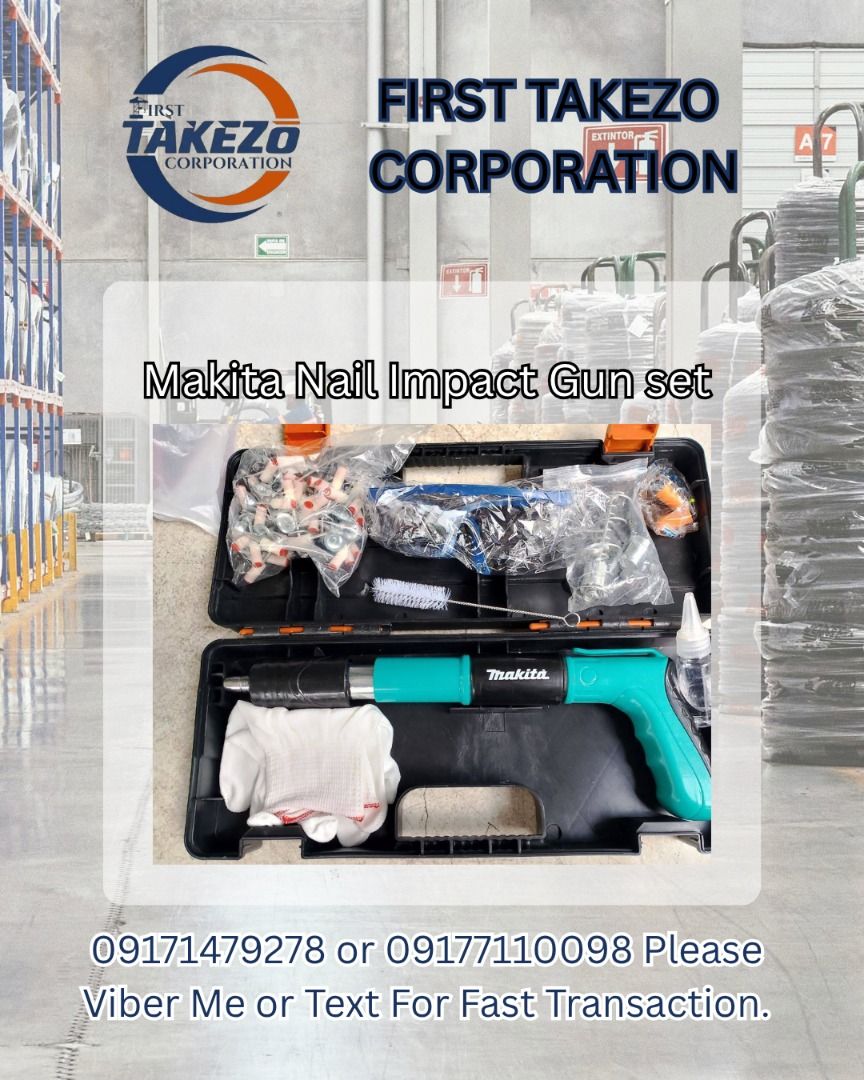 Makita Nail Impact Gun set (Category: Construction Tools & Equipment) located in Manila. Submitted by joeyroque09 (Listing ID 1466044670, Image 1). Description: Makita Nail Impact Gun set.
