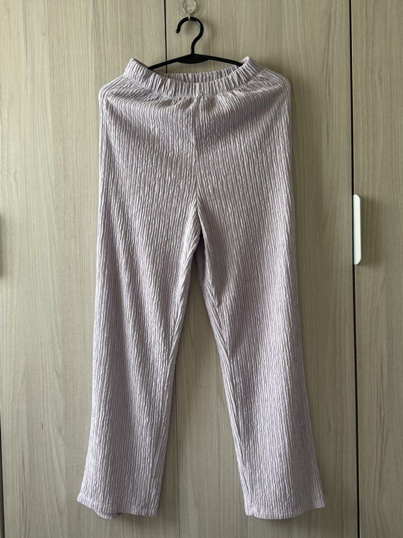 Marina Coordinates (Lavender) (Category: Sets or Coordinates) located in Taguig. Submitted by rosie.xoxo (Listing ID 1465976567, Image 3). Description: Blouse (semi-crop): Width: 18.5 inches Length: 16 inches Pants: Waist: garterized Length: 39 inches RFS: Maliit na sakin.