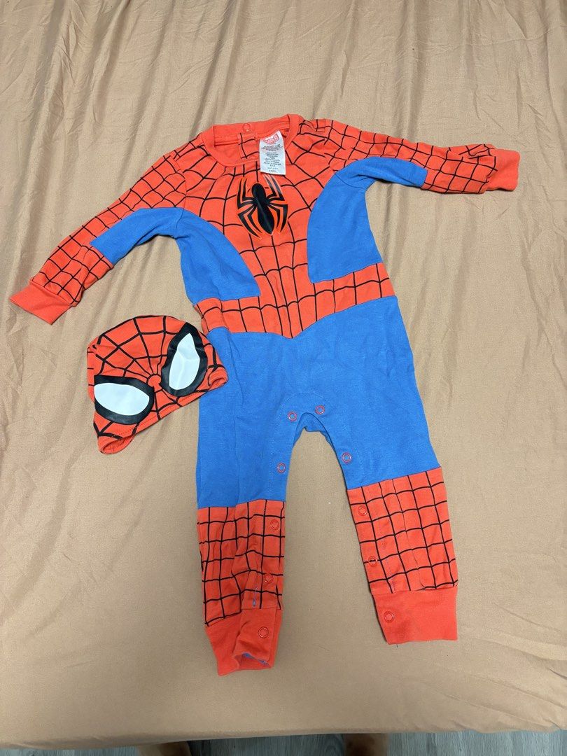 Marvel Spider-Man Baby Romper with Hat Size 12-18M (Category: Babies & Kids Fashion) located in Taguig. Submitted by sabbybunny (Listing ID 1466082906, Image 1). Description: - Authentic Marvel Spider-Man romper and matching hat set bought from HKDL - Size: 12-18 months (up to 86 cm, 11 kg) - Material is soft and comfortable cotton fabric - Convenience: Snap buttons along the inseam for quick and easy diaper changes - Mode of Payment: GCash or BP