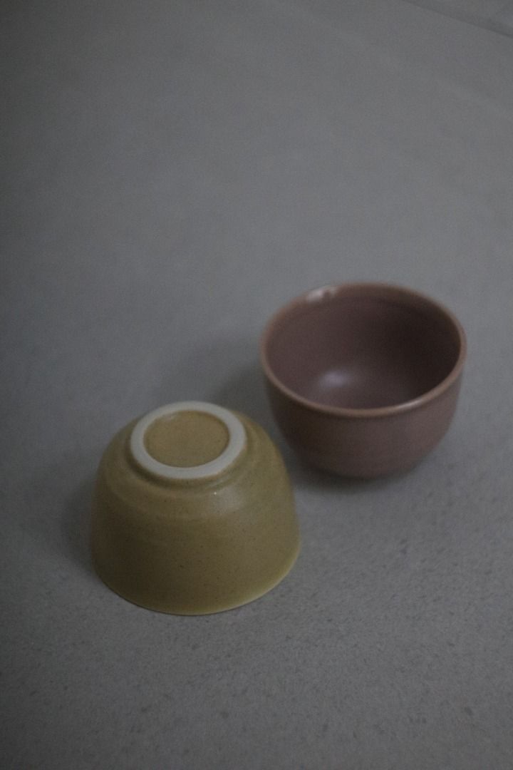 Matching ceramic cups from Japan (Category: Coffee & Tea Tableware) located in Makati City. Submitted by binomchikliza (Listing ID 1466130235, Image 2). Description: Ceramic cups: pink and yellow, great for tea/coffee/matcha Flaws: no Price: 400 per 2 or 250 per 1 wabi sabi ikea style.