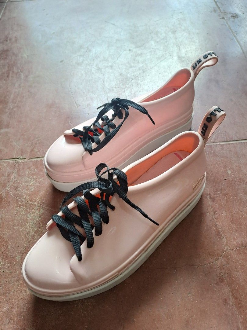 Melissa Hello Kitty Lace-Up Sneakers (Category: Sneakers) located in Puerto Princesa. Submitted by jercksthriftph (Listing ID 1465971682, Image 3). Description: Melissa x Hello Kitty Lace-Up Sneakers , Size: 8US , 39EUR , very good condition , need cleaning item is thrifted/ukay.