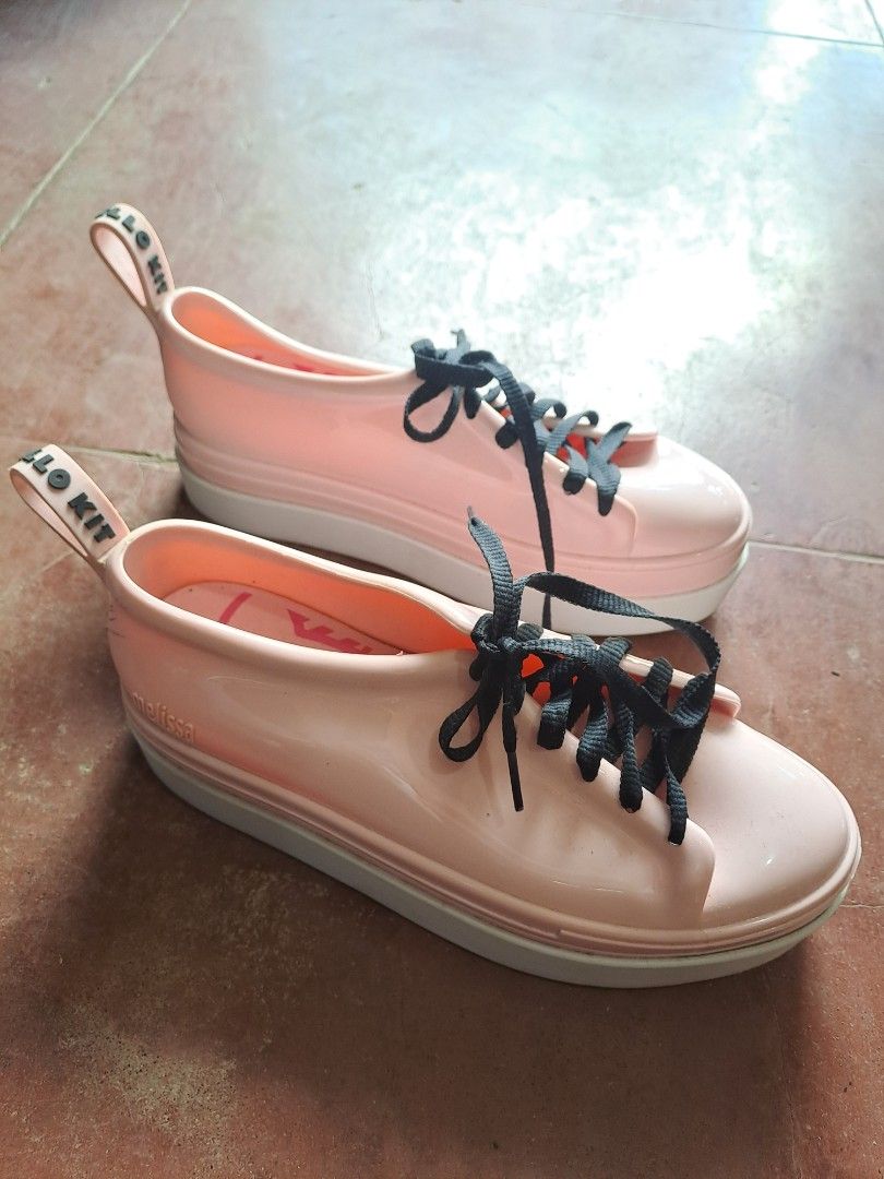 Melissa Hello Kitty Lace-Up Sneakers (Category: Sneakers) located in Puerto Princesa. Submitted by jercksthriftph (Listing ID 1465971682, Image 2). Description: Melissa x Hello Kitty Lace-Up Sneakers , Size: 8US , 39EUR , very good condition , need cleaning item is thrifted/ukay.