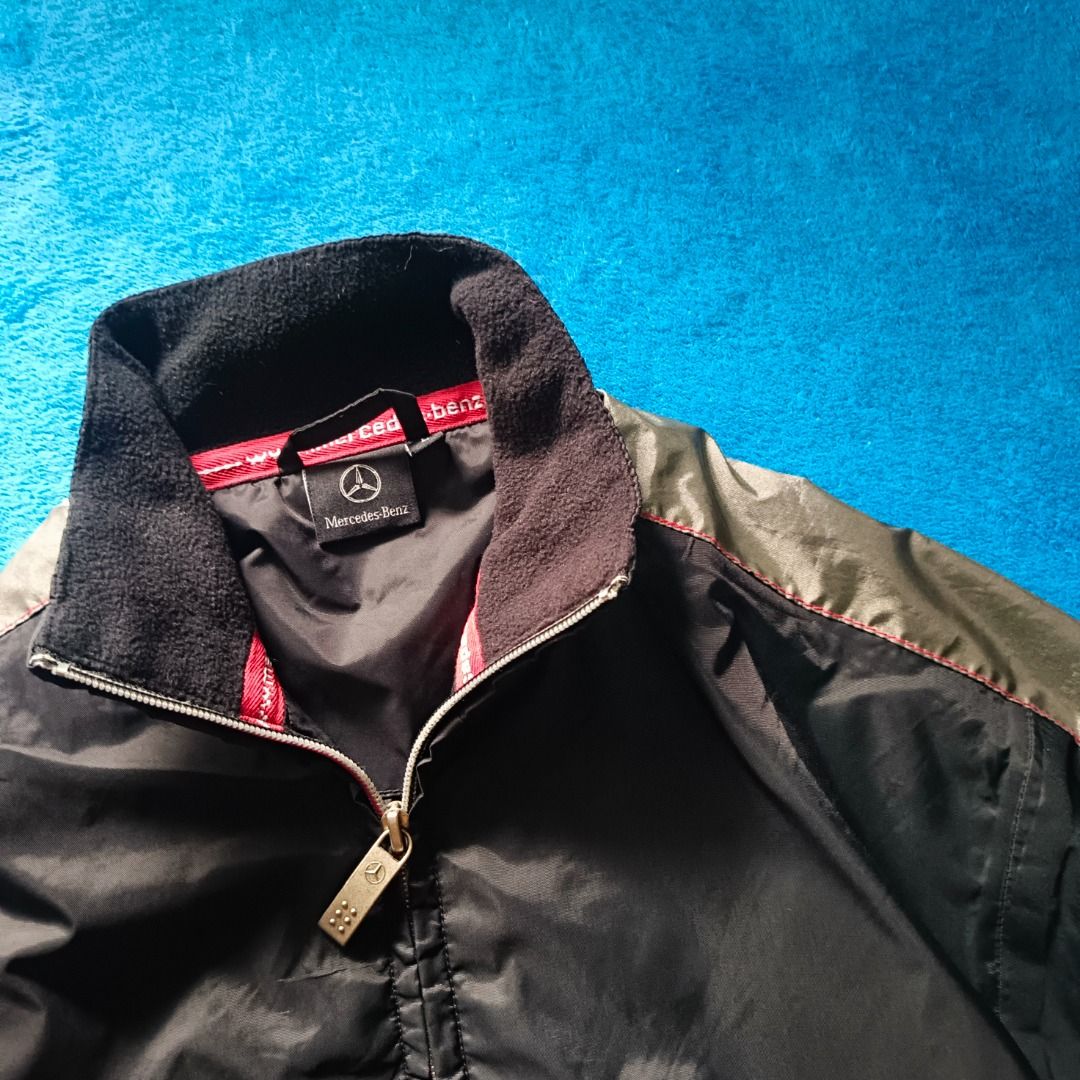 Mercedes-Benz Windbreaker Jacket (Category: Coats, Jackets and Outerwear) located in Antipolo. Submitted by juliane_thrift-declutters (Listing ID 1466128136, Image 3). Description: Mercedes-Benz Windbreaker Dimes: 25.5×23 Size: Large on tag Best fit to Medium to Large • No issue • Rubberized "FORMULA ONE" Logo • Complete Wash tags • Overall Condition: 9.8/10 * Color may vary due to lighting.