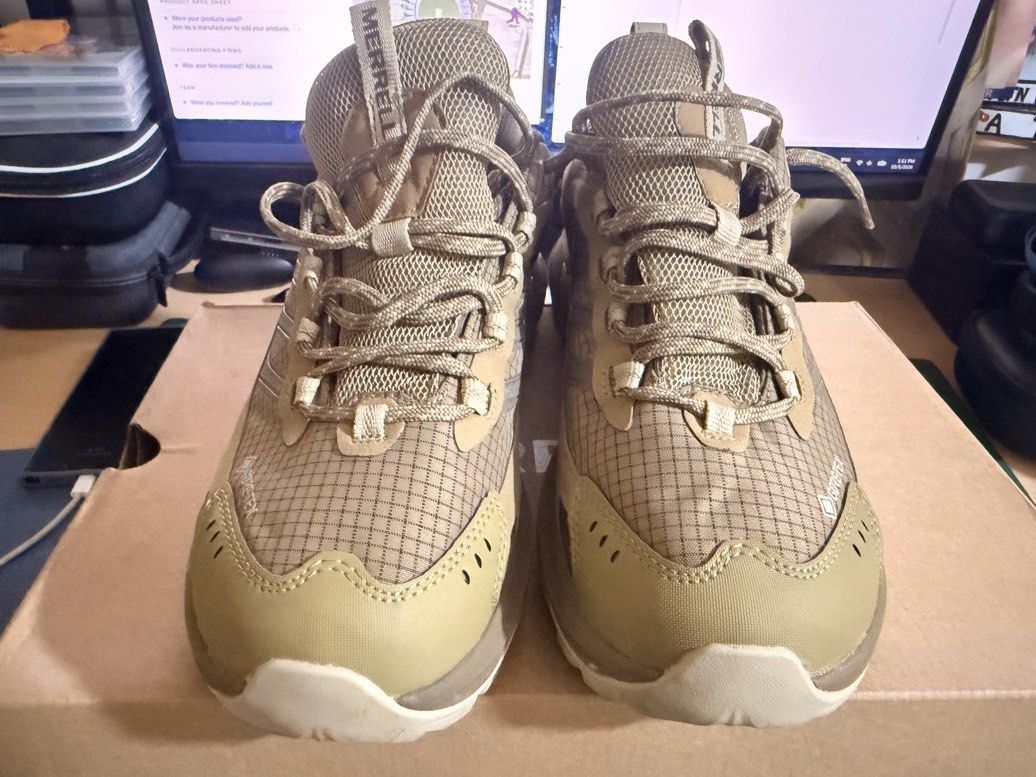 Merrell Moab Speed 2 Gore-Tex Coyote - 8.5 US (Category: Boots) located in Manila. Submitted by cyebs15_ (Listing ID 1465997183, Image 2). Description: Merrell Moab Speed 2 Gore-Tex Coyote - Bought in 2025 - 8.5 US, 8 UK, 42 EUR - Worn once, can give it light cleaning for free - With box - Condition is 9.8/10.