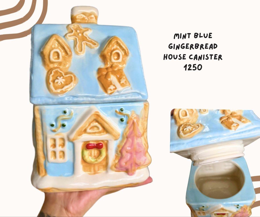 Mint Blue Gingerbread Canister (Category: Food Organization & Storage) located in Pasig City. Submitted by homeyvibesph (Listing ID 1466112352, Image 1). Description: .