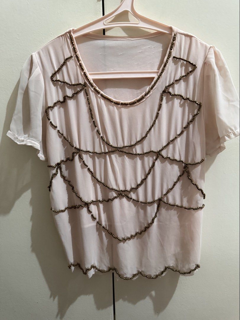 Miss Selfridge beaded blouse (Category: Blouses) located in Makati City. Submitted by prebykris (Listing ID 1466138610, Image 1). Description: Used once for a work event RFS: decluterring.