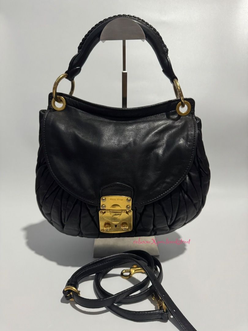 Miumiu Matelasse Lambskin Leather (Category: Luxury Bags & Wallets) located in Las Pinas. Submitted by coluxxexprelovedstreet1828 (Listing ID 1466141632, Image 1). Description: Authentic Miumiu Rank AB Minimal signs of use Guaranteed authentic Negotiable Detailed pics available upon request No to meet up Courier j&t, LBC (by schedule) Lalamove/grab around metromanila SF shoulder by buyer .