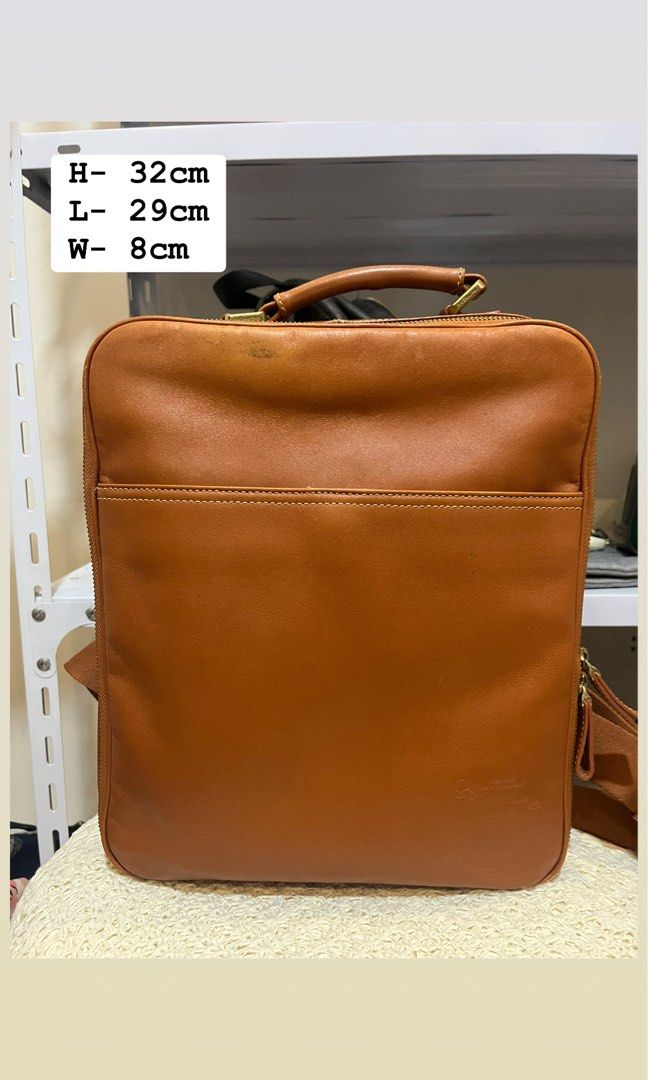 MONSAC Brown Leather Backpack (Category: Backpacks) located in Bacolod City. Submitted by vintage_vogue6100 (Listing ID 1463379884, Image 1). Description: - Genuine brown leather MONSAC backpack - Spacious main compartment with internal pockets - Additional zip pocket inside main compartment - Convenient front zip pocket for quick access - Adjustable shoulder straps for a comfortable fit - Sturdy top handle for alternative carrying - Ideal for ev