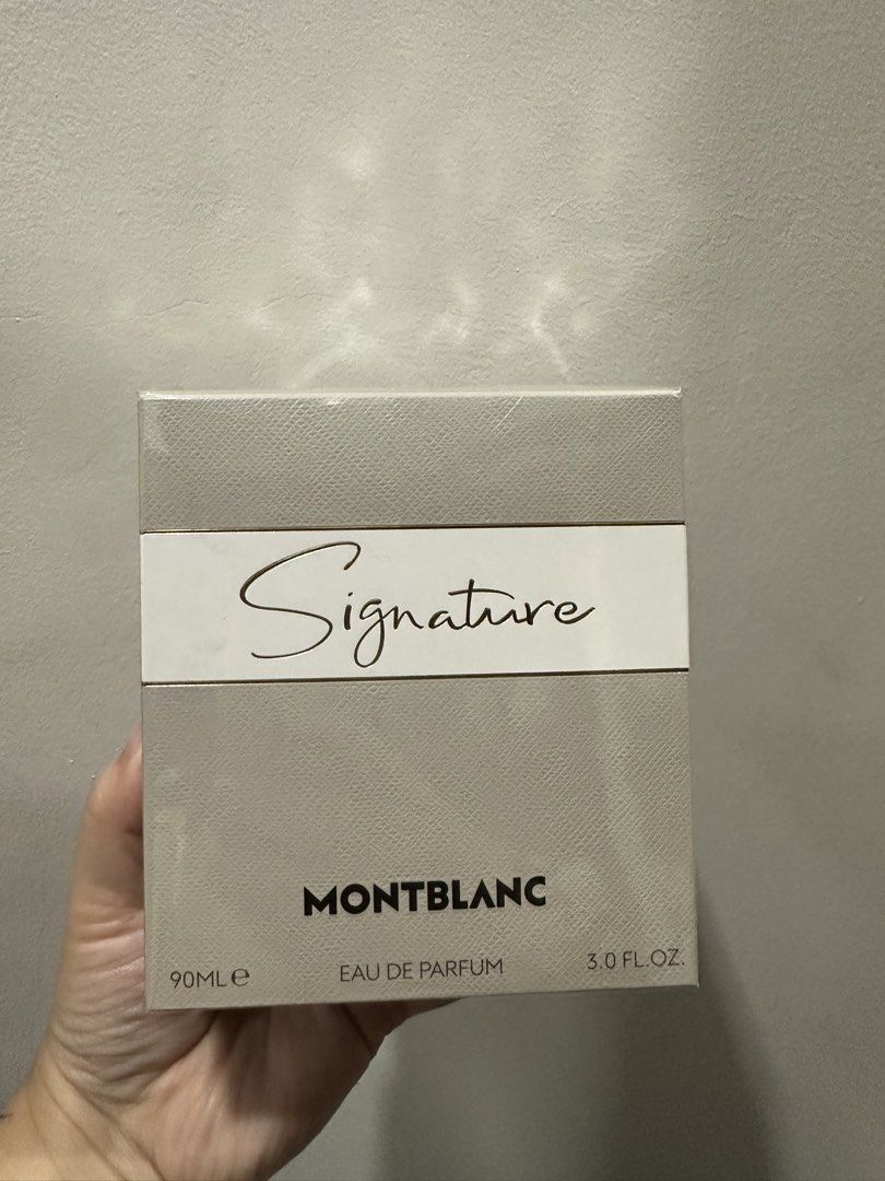Montblanc Signature Eau De Parfum 90ml (Category: Fragrance & Deodorants) located in Bacolod City. Submitted by katayellow (Listing ID 1466036924, Image 1). Description: - Authentic Montblanc Signature Eau de Parfum - Generous 90ml / 3.0 fl. oz. bottle size - 100% brand new and factory-sealed in original packaging - Elegant textured beige box featuring a white center band and gold lettering - Expertly crafted in France by Interparfums - Pristine,