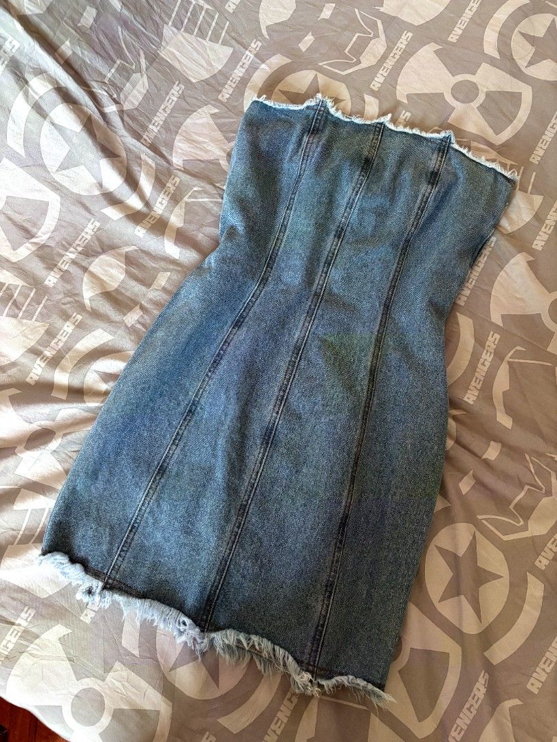 MPIC Denim Dress Size S (Category: Dresses) located in Solano. Submitted by annbusinessell (Listing ID 1466120941, Image 2). Description: - Brand: MPIC - Size: S - Color: Medium blue wash - Design: Front panel stitching with a trendy raw frayed hem - Closure: Metal zipper with an elasticated waistband in the back for extra comfort - Origin: Made in China.