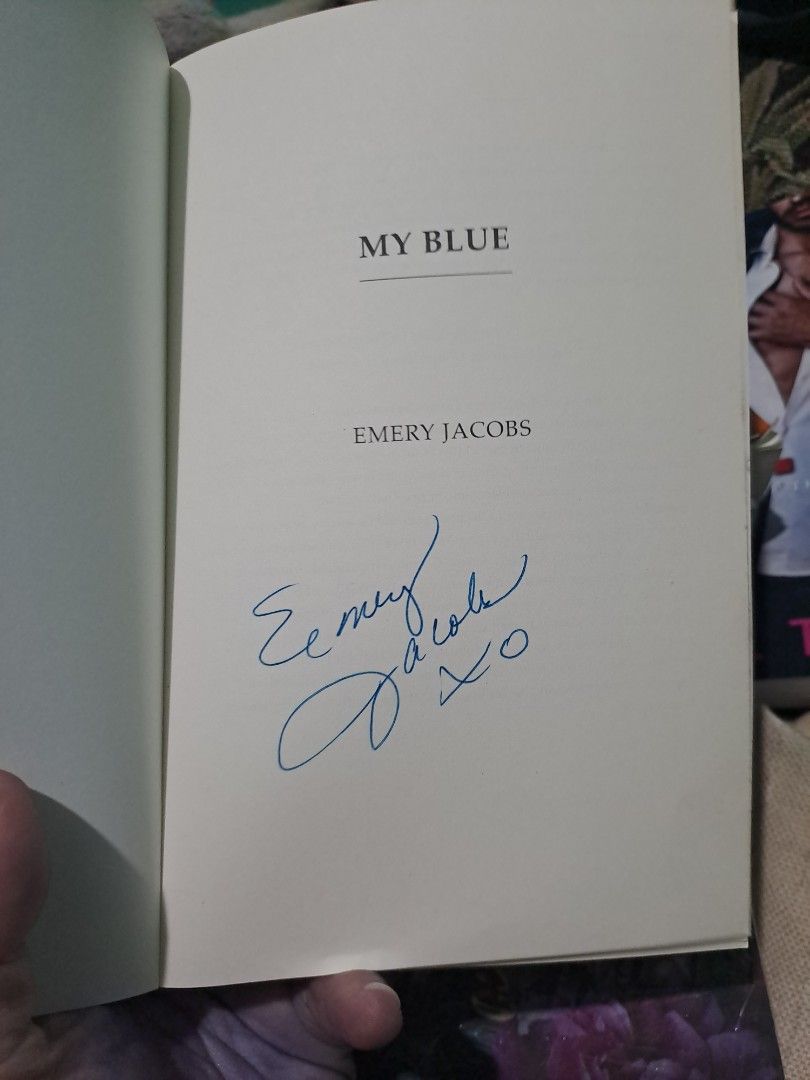 My Blue by Emery Jacobs (Category: Storybooks) located in Quezon City. Submitted by booksaremyimagination (Listing ID 1466044879, Image 2). Description: - My Blue by Emery Jacobs - Format: Paperback romance novel - Condition: Cover has slight wear on the bottom corner near the spine.