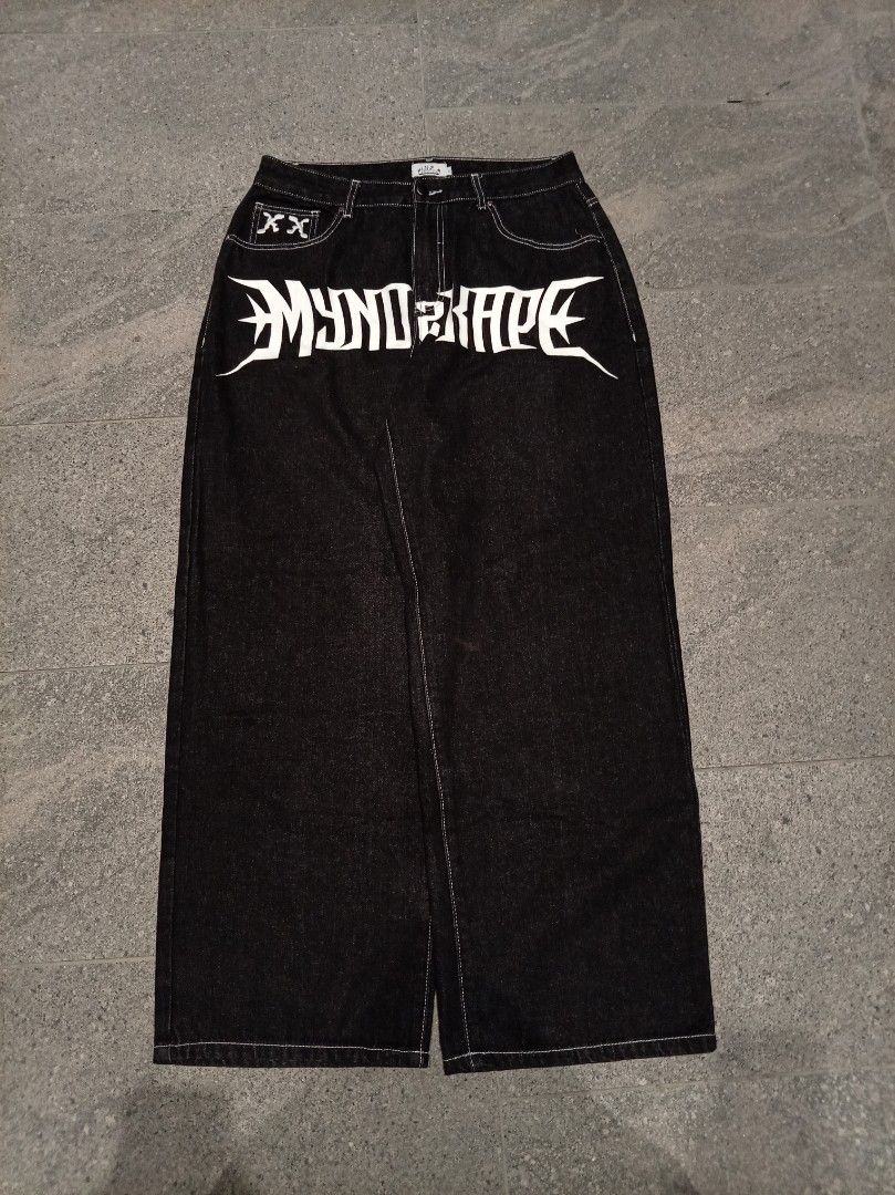 Myndskape y2k baggy pants (Category: Jeans) located in Taguig. Submitted by xy0nn1 (Listing ID 1466132421, Image 1). Description: Myndskape y2k baggy denim pants waist: 34 length: 43 rise: 14 inseam: 28 thigh: 13 leg opening: 10 good condition, no issue 📍taguig loc -taguig bgc -uptown mall -ayala malls arca south open for meetup transaction lalamove / jnt sa malayo.