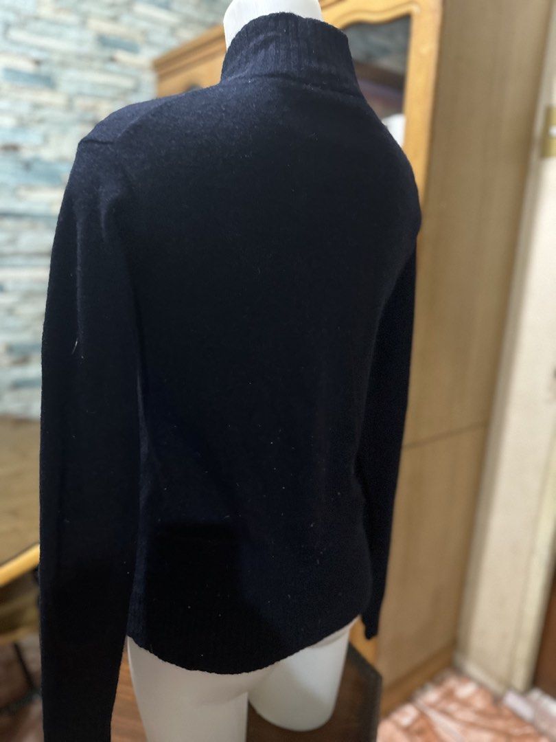 Navy Blue Button-Up Mock Neck Cardigan Sweater (Category: Coats, Jackets and Outerwear) located in Rizal. Submitted by shoppables (Listing ID 1466093839, Image 3). Description: - Color: Dark navy blue - Style: Mock neck cardigan with front button closure - Features: Two front patch pockets, ribbed cuffs, and hem - Material: Classic knit fabric - Condition: Clean and well-maintained - Perfect for: Cold weather layering.