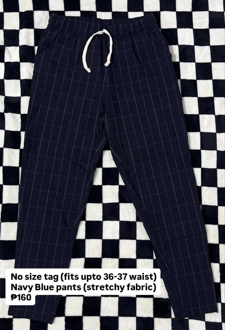 Navy Blue Grid Plaid Pants Drawstring Waist (Category: Trousers) located in Tagum. Submitted by reijaann (Listing ID 1466144092, Image 1). Description: Plus Size Preloved Decluttering! 🩷🧚‍♀️ 📌 Price + sf 📌 MOP: maribank / gcash 📌 MOD: J&T 📌 PAYO (pay as you order) 📌NO COD (no 🍊/tt checkout) 📌NO CANCELLATION ONCE PAID 📍 Location: Tagum City, Davao del Norte.