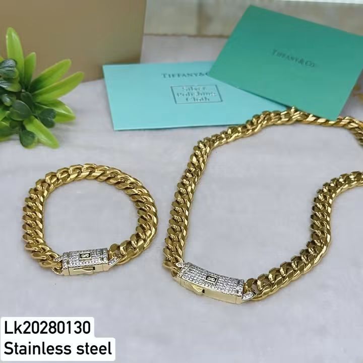 Necklace and bracelet set (Category: Bracelets) located in Manila. Submitted by celstainlessjewelry (Listing ID 1466103896, Image 2). Description: Necklace and bracelet set Hypoallergenic quality No faded Non tarnish With box and paper Pm me.