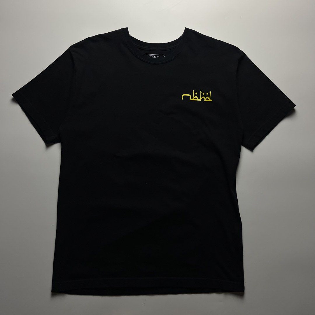Neighborhood Arabic Script Logo Tee (Category: Tshirts & Polo Shirts ) located in Manila. Submitted by streetsavvy (Listing ID 1466053539, Image 1). Description: Neighborhood Arabic Script Logo Tee Size: Large Width: 20.5” Length: 29” Shoulder: 19” Sleeve Length: 8” Hem: 20.5” Measured in Inches Condition: Excellent condition Flaw: none Made in Japan 100% Cotton.