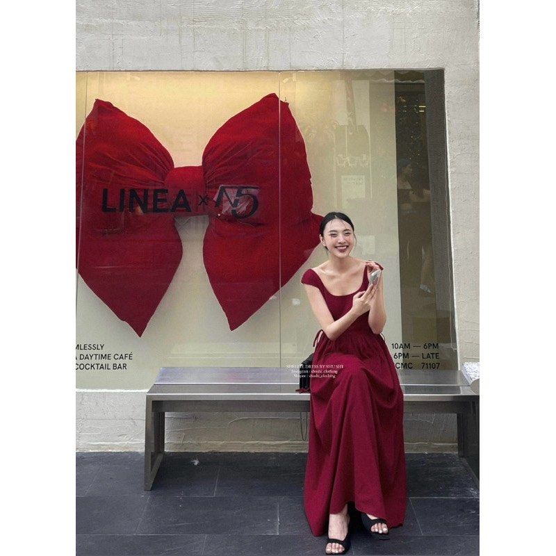 New Linen Red Long Dress with Side Strings (Category: Dresses) located in Iloilo. Submitted by dabyladaby2 (Listing ID 1465976873, Image 2). Description: Bought but never used Chest- 92cm Waist- 72cm Length- 135cm Bangkok sizes are smaller than usual. This is Large when I bought it . Please see measurements for your reference .
