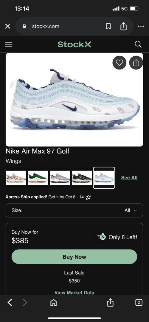 Nike Air Max 97 Golf NRG Wing It (Category: Sneakers) located in Taguig. Submitted by buymythingsty (Listing ID 1465956187, Image 2). Description: Only used in driving range and only for a couple of times Never used on the fairway Just needs washing .