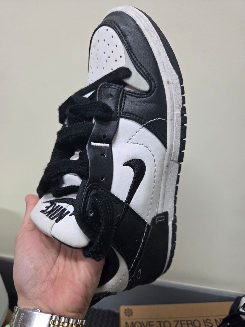 Nike Dunk Low Disrupt 2 Panda Black White Shoes (Category: Sneakers) located in Taguig. Submitted by cartaddictph (Listing ID 1466153528, Image 2). Description: -Size 7 Womens - Model: Nike Dunk Low Disrupt 2 (Panda Black/White) - Design: Chunky laces, deconstructed look, double swoosh embroidery - Condition: Worn a few times, minor dirt marks on soles and uppers from normal street wear - Inclusions: Original box included - Perfect for daily stre