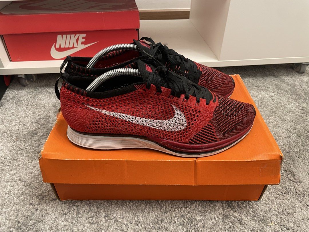 Nike Flyknit Racer University Red (Category: Sneakers) located in Paranaque City. Submitted by sw00sh (Listing ID 1466095552, Image 2). Description: Complete with original box 2014 rare pair No seps yet but will need restoring .