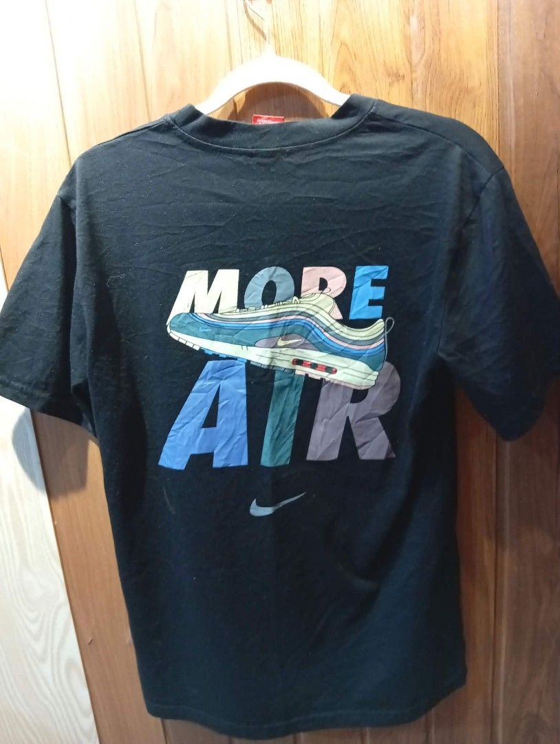 NIKE MORE AIR - AIR MAX 97 (Category: Tshirts & Polo Shirts ) located in Bulacan. Submitted by annenicathriftthriftlang (Listing ID 1466098196, Image 1). Description: 🔥 NIKE MORE AIR - AIR MAX 97 🔥 Legit / Authentic - Rare Graphic! ✅ DETAILS: Brand: Nike - Legit with orange tag Size: MEDIUM on tag - Best fit M to L Color: Black - solid black pa, hindi kupas! Graphic: MORE AIR / Air Max 97 Sean Wotherspoon (Hyped Release) Condition: 9/10 - Excel