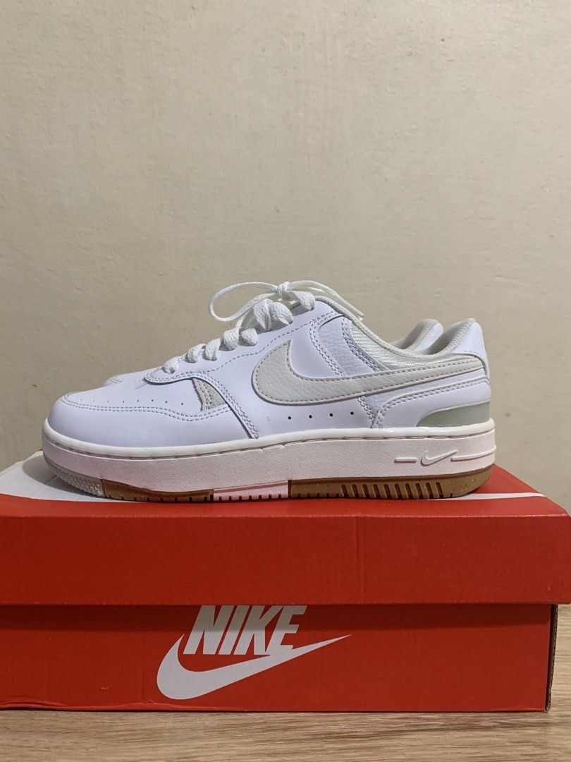 Nike Women's Gamma Force White Phantom Light Bone (Category: Sneakers) located in Manila. Submitted by coolstuffonlyyy (Listing ID 1466010189, Image 3). Description: - Brand: Nike Gamma Force - Colorway: White and Phantom Light Bone - Size: Women's US 6.5 / EUR 37.5 - Details: Clean leather upper, chunky rubber midsole, and stylish gum sole - Inclusion: Comes with original Nike shoebox - Condition: Well-kept and ready to ship!.