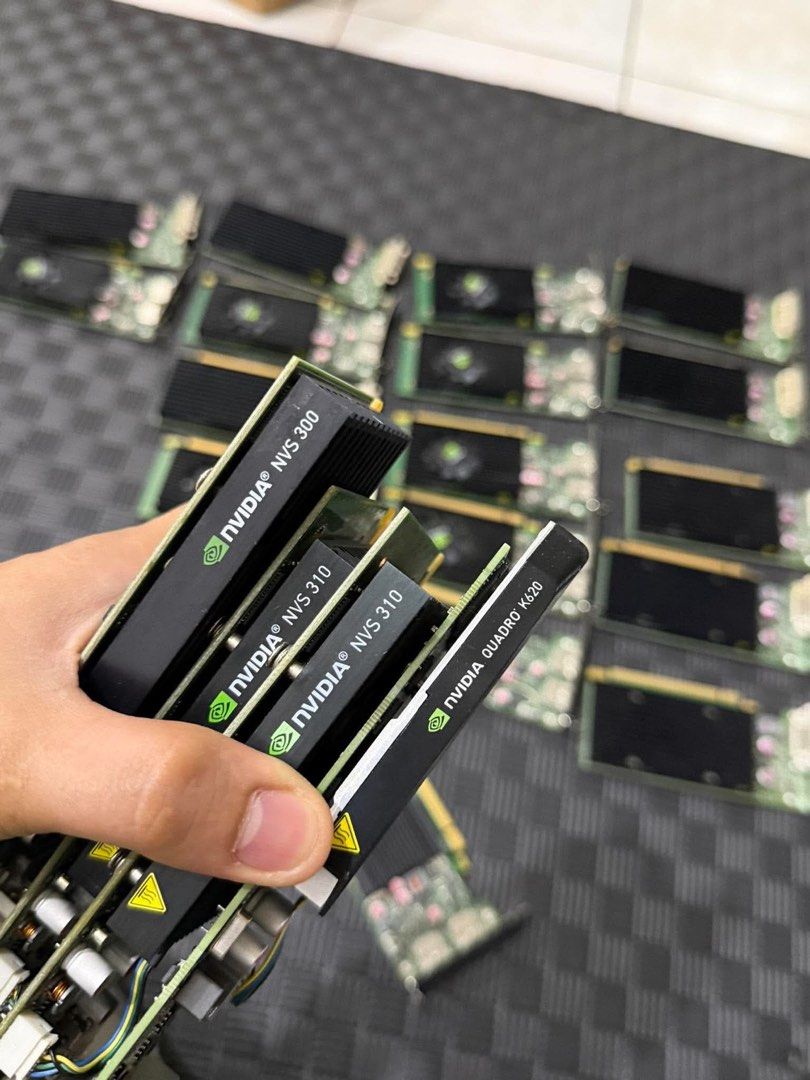 NVIDIA Quadro K620 NVS 310 300 graphics cards bulk bundle (Category: Computer Parts) located in Manila. Submitted by bacsaljose40805 (Listing ID 1466027021, Image 1). Description: - NVIDIA graphics cards bulk lot available - Models included: Quadro K620, NVS 310, and NVS 300 - Features a mix of passive and active cooling fan setups - Ideal for workstation builds or multi-monitor setups - Buy individual units or take the whole lot - Message us for